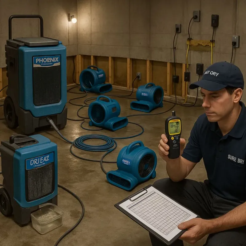 Structural Drying and Dehumidification process in Senoia, GA